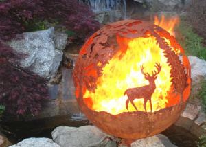 Cheap Corrosion Stability Corten Steel Sphere Fire Pit Deer For Garden Decoration wholesale