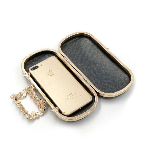Glitter Stone Clasp Oval Shape Box Clutch Frame Purse Clutch Frame