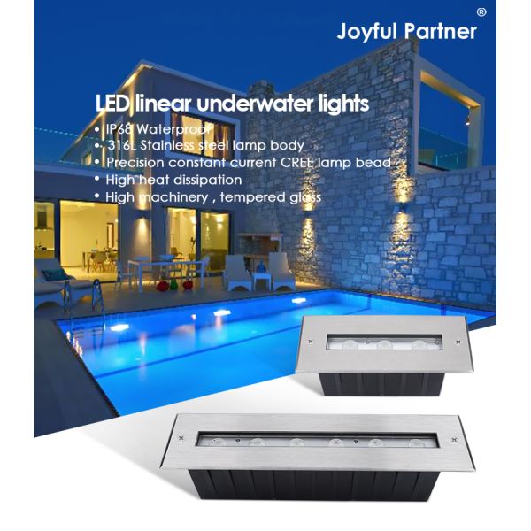 SS316L Underwater Linear Pool Light Warm White LED L195mm 3W 6W DC24V Asymmetrical Lens