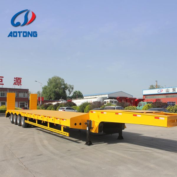Low Bed Trailers Semi Truck Trailer 60 Ton Lowboy Trailer 3 Axles Excavator Carrier Truck