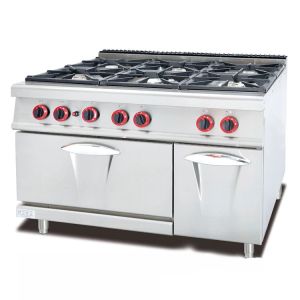 Stainless Steel 5.8kW Six Burner Gas Stove Kitchen Equipment