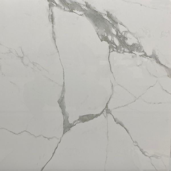 Carrara White Polished Glazed Ceramic Tiles 60x60cm