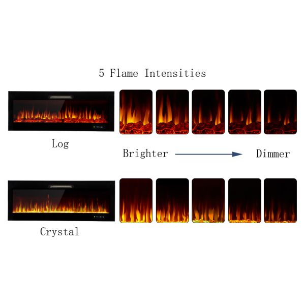 Electric Fire Place with 9 Flame Colors Wall Mounted Electric Fireplace Heater Flame