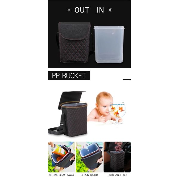 Lightweight Storage 3 L Capacity Car Accessories Trash Bin With Leather Abs Board
