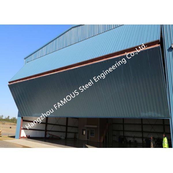 Dual Panel Bi Folded Hangar Door Upper Folding Industrial Doors With Hard Metal Sandwich Panel