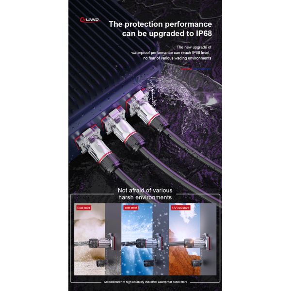 CNLINKO M20 PBT Housing Male Plug Female Socket Quick Adapter 14 Pin Waterproof Power Cable Connector