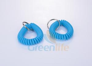 China Protective Spiral Stretchy Wrist Keychains Durable Flat Weld For Badge Holder on sale