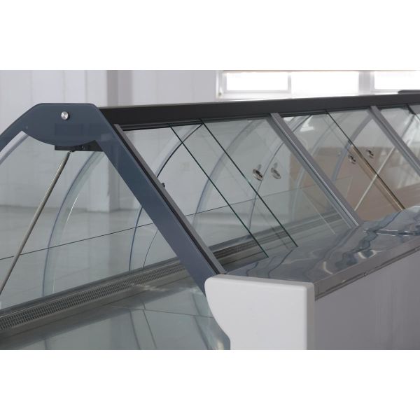 Curve Glass Refrigerated Meat Display Case 1200mm Height Butcher Shop Deli Cabinets 346L