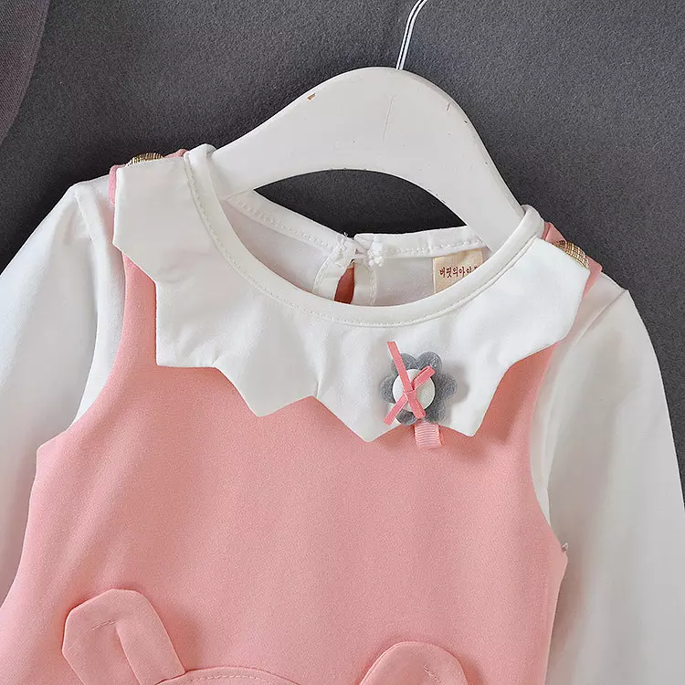 110CM 17KG Toddlers Matching Vest And Skirt White Long Sleeve Shirt Outfit Sets