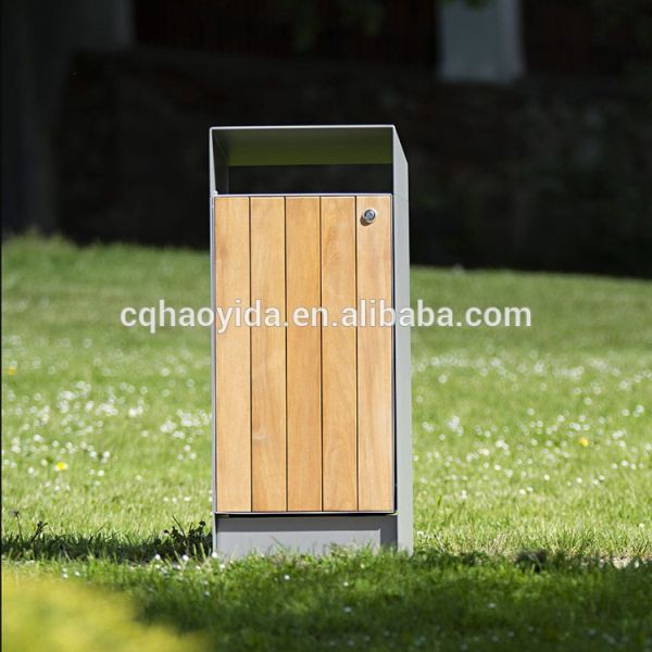SGS Certificate Urban 35L Outdoor Wooden Trash Can