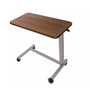 Cheap 19 Speed Walnut Adjustable Over Bed Laptop Table Wood Grain Medical Bedside With Wheels wholesale