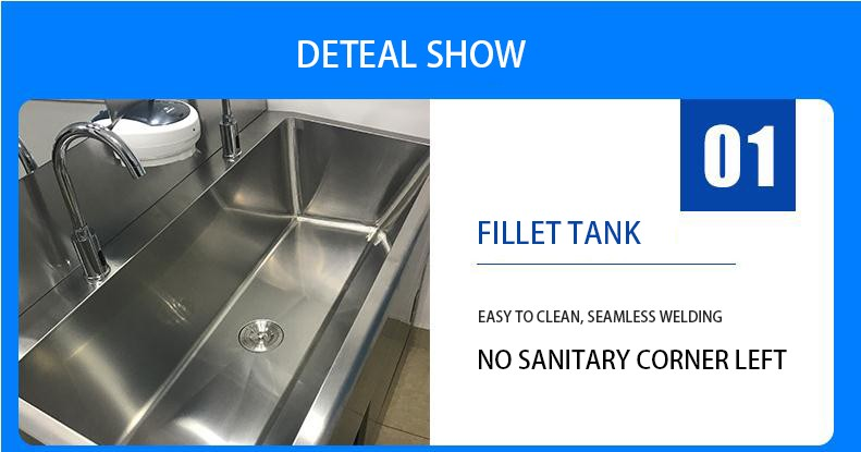 Workshop Operation Medical Stainless Steel Sink Hand Wash Sink SUS201 With Tap Holes