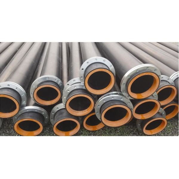 black color hdpe plastic pipe flared pipes with steel ring inside for dredging