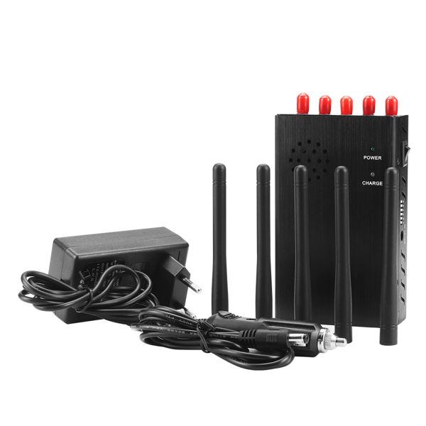 Portable 5 antennas cell phone jammer