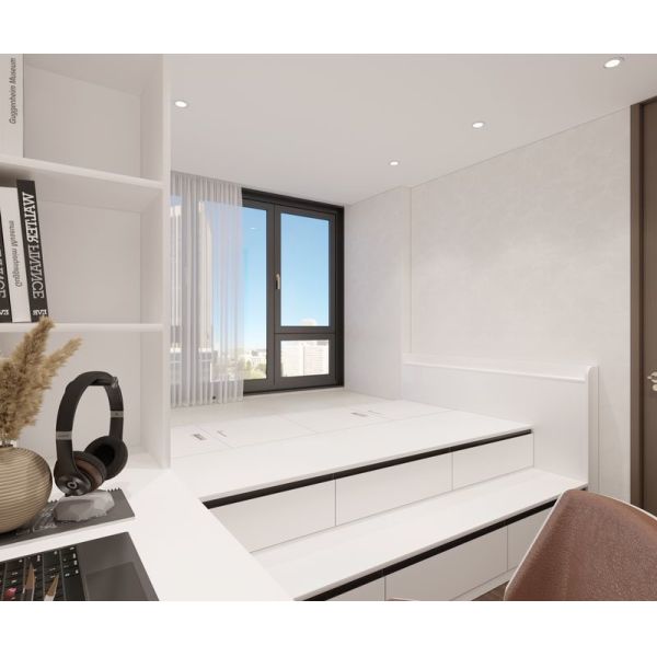 Fadior Stainless Steel Modern Tatami Bed With Integrated Study Desk And Hidden Storage