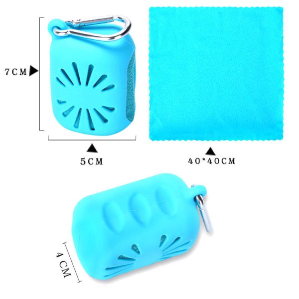 Silicone Case Quick Drying Microfiber Sports Towel Portable for Outdoor Travel
