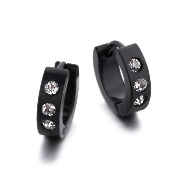 Custom CZ Earring Jewelry Hopp Earrings Black Plated Studs Circle Clip on Earrings