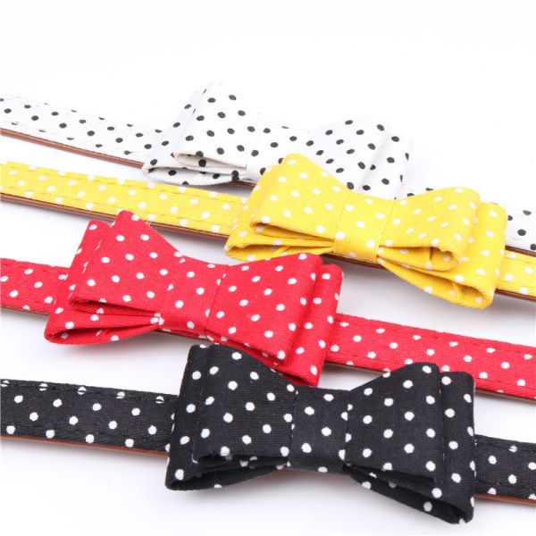 Dots Bowtie Collars Pet Leash Cute Dog Supply