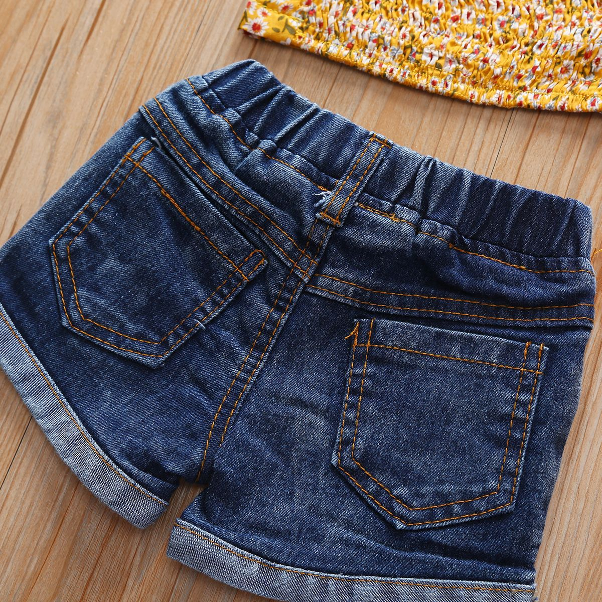 20KG 120CM Girl Cotton Printed Top High Waisted Summer Shorts Washable ODM