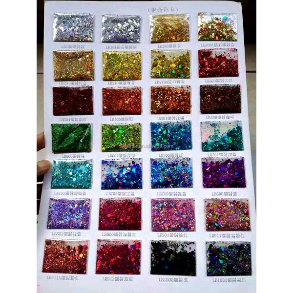 Colorful Glitter Powder Nail Art Crafts Indoor Decorations for Christmas Holiday Holographic Polyester Chunky Mixes Bulk