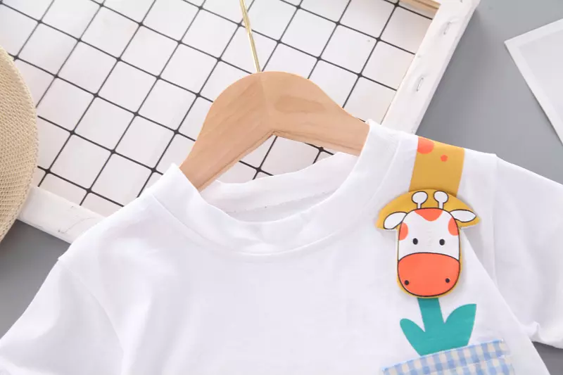 Cotton Summer Children'S Clothing Two Piece Boys Polyester Deer Print Shirt