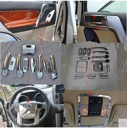Interior Chrome Trims For Toyota Prado FJ150 2014 Car Interior Decorative Trim Never Rust