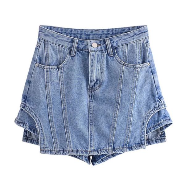 Factory OEM High Waist Washed Jeans Fashion Street Shorts Culottes For Women