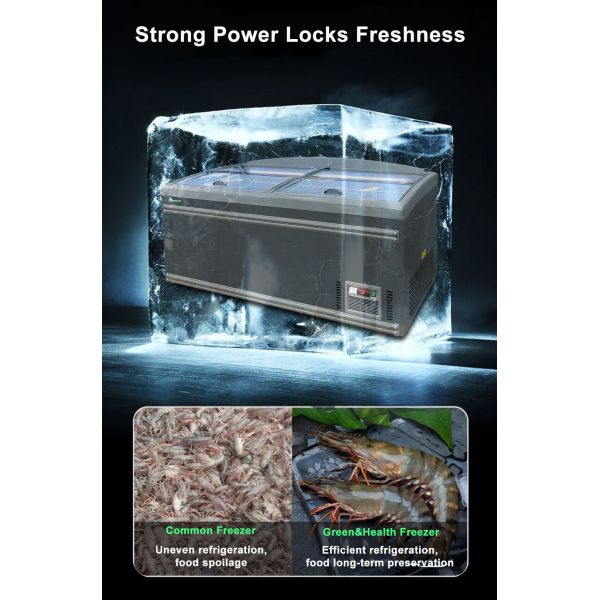 530L Frost Free Chest Freezer Fan Cooling Sliding Door Island Freezer