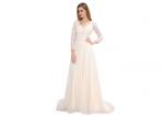 White Lace Beaded Long Sleeve Evening Gowns Maxi For Wedding Prom