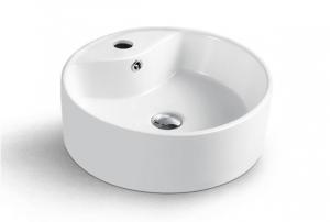 China Impact Resistant Above Counter White Porcelain Wash Basin For Bathroom on sale