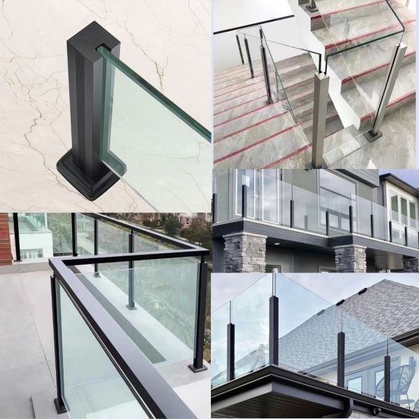 Tempered Glass Railing Stainless Steel Aluminum Alloy Frameless Glass Balustrade Guard Balcony Staircase Railing Post