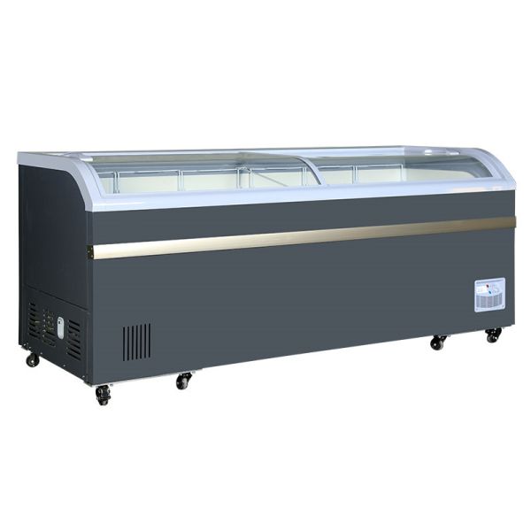 Display hard ice cream chest freezer with curved glass top horizontal freezer for shop