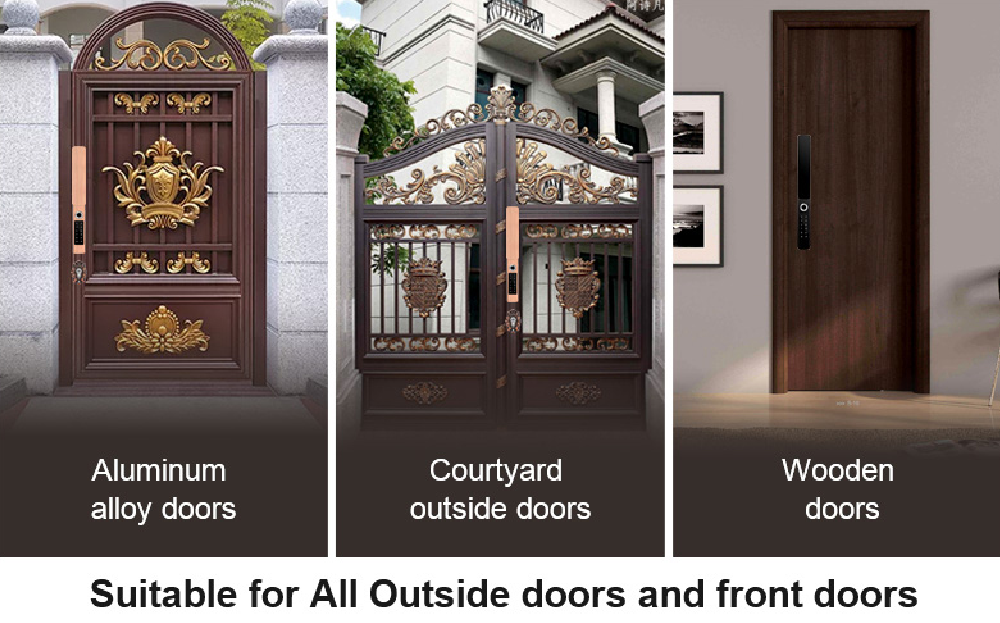 Courtyard Outside Fingerprint Code WiFi Door Lock Waterproof IP68 Aluminium Alloy