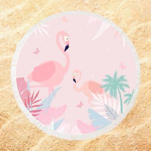 China Roundie Flamingo  Sublimated Beach Towels 250-300GSM Fluffy Exquisite on sale