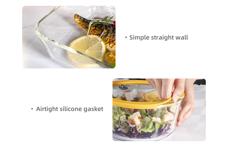 Oven Safe Dishwasher Safe Freezer Safe Glass Food Storage Container with Silicone Framed Glass Lid