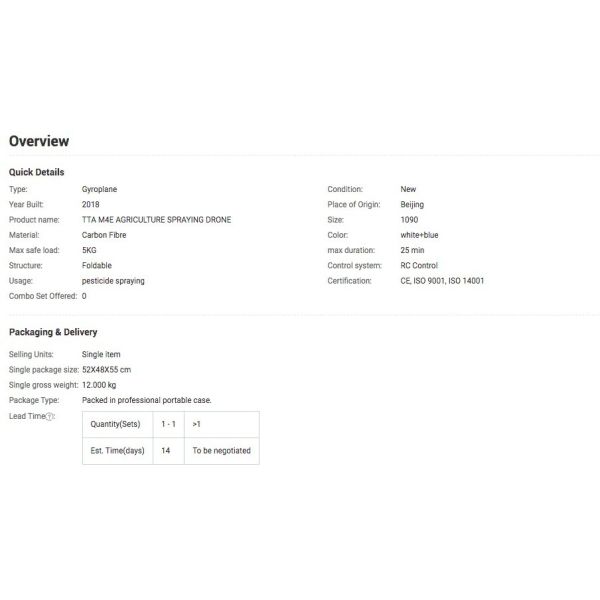 Remote Operating Radius 5kg 4 Axis Agras Drone Sprayer 5L Nozzle for Agriculture Purpose