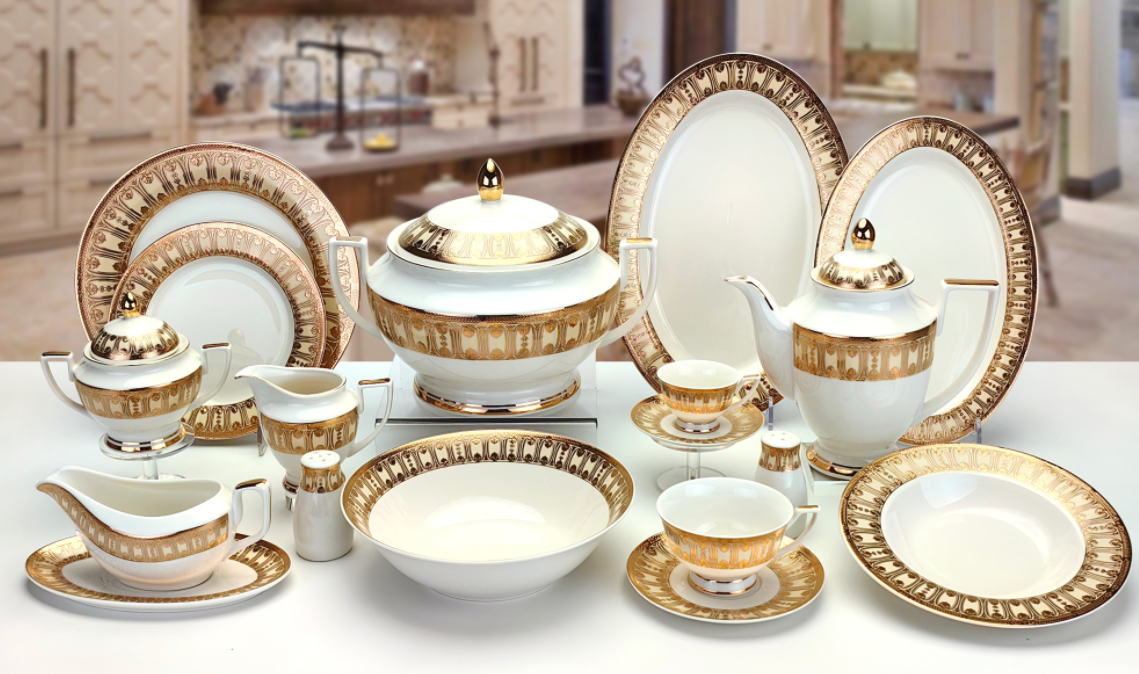 Buy cheap 66 Pcs Full Gold Egypt/Middle East Dinner Set (Real Gold Dinner Set ) from wholesalers