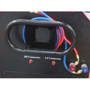 Automotive refrigerant recovery machine refrigerant handle system