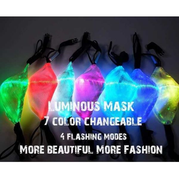 7 Color Changeable EL Light Up Face Mask Fashion With 4 Flashing Modes