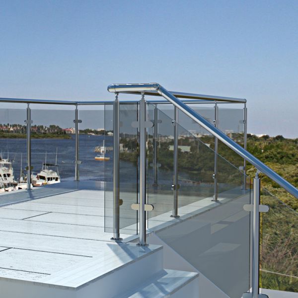 Stainless Steel / Aluminum Handrail Glass Balustrade Easy Maintenance