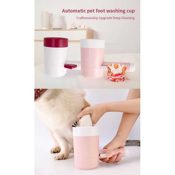 Pink Dog Foot Washer Silicone Puppy Paw Cleaner Automatic Dog Paw Cleaner