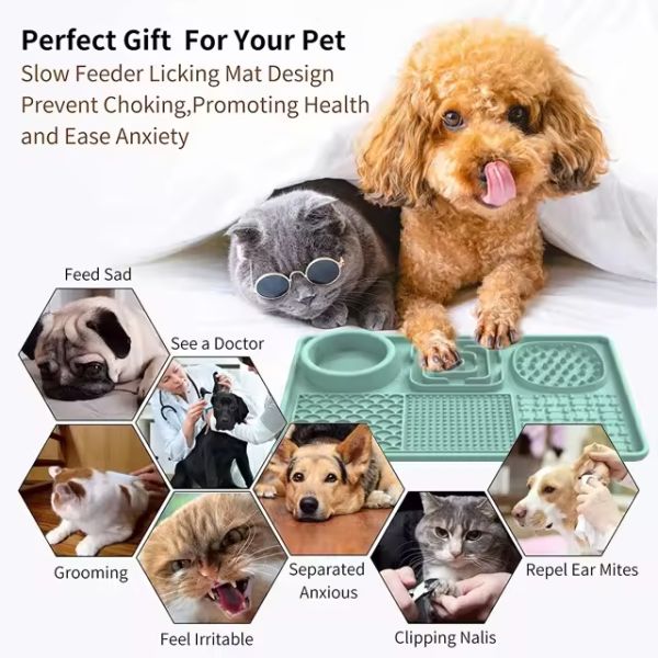 All in One Dog Lick Mats Rectangle Dog Slow Feeder Mat Eco Friendly With Suction Cups