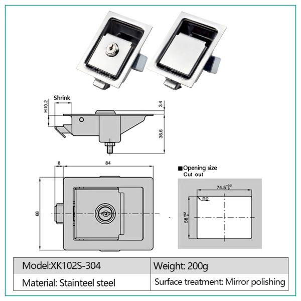 Carbon Steel Single Point Paddle Handle Door Latches For Storage Rooms RV
