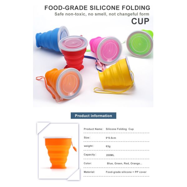 OEM 200ml Silicone Foldable Drinking Cup For Travel
