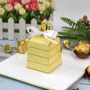 Cheap Honeybee Golden Biodegradable Paper Food Packaging Chocolate Gift Wrap Box wholesale