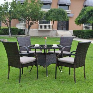 Metal Rattan Garden Furnitures Patio Sets Dining Chair Table 80cm