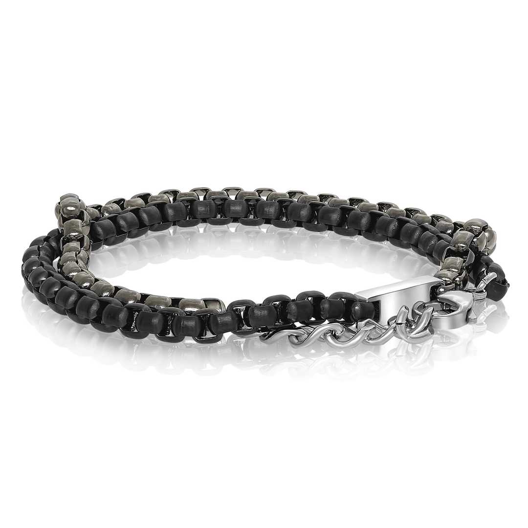 Classic Men's PU Leather Bracelet Alloy Silver Black Plated Woven Braided Wrap Bracelets