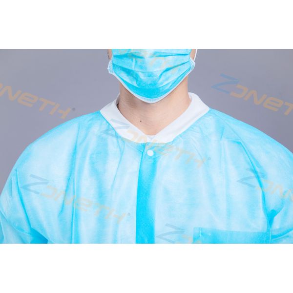 Knit Cuff Medical PP Non Toxic Blue Disposable Lab Coats