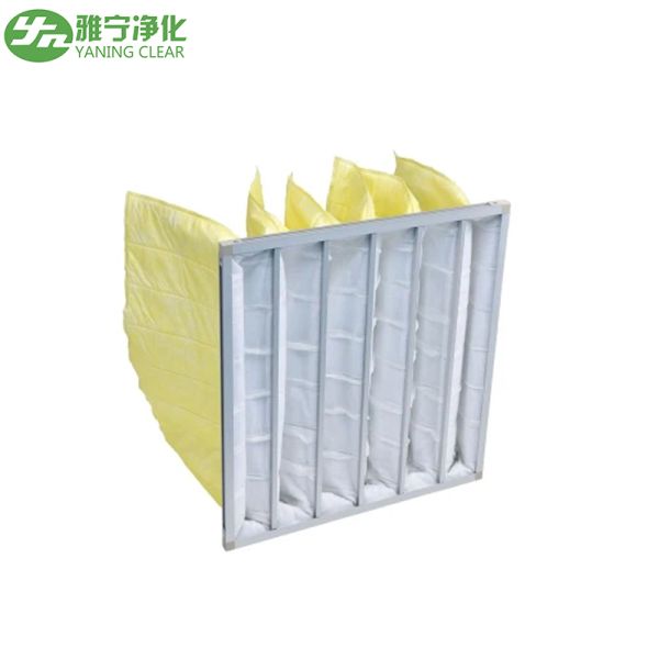 HVAC System Polyester Pocket Air Filter Bag M6-M9 3200m³/h Air Volume Galvanized Sheet Frame