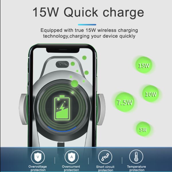 Infrared Sensor 8.0mm 1.5A 15W Car Phone Charger Holder